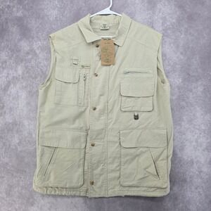 TAG Safari Mens L Tan Fishing Hunting Utility Vest Multi Pocket Travel Outdoor